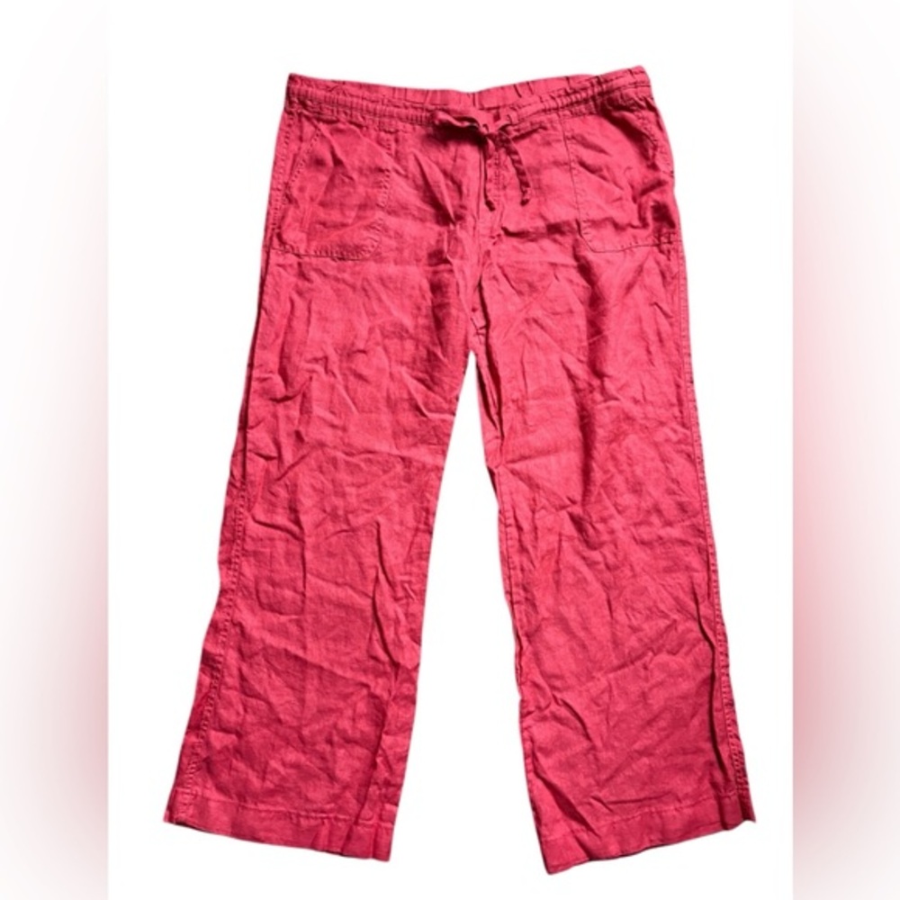 Allen Allen red linen straight leg pants size XL